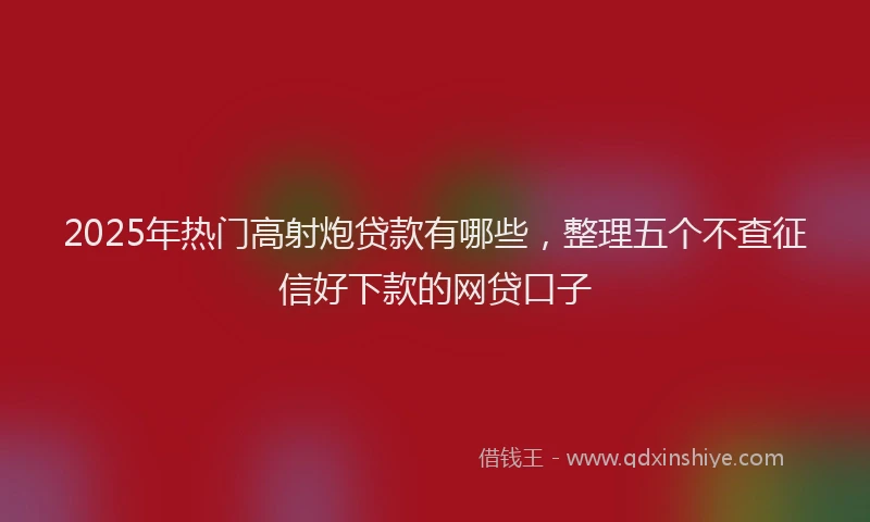 2025年热门高射炮贷款有哪些，整理五个不查征信好下款的网贷口子