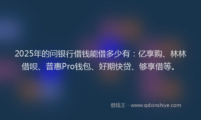 2025年的问银行借钱能借多少有：亿享购、林林借呗、普惠Pro钱包、好期快贷、够享借等。