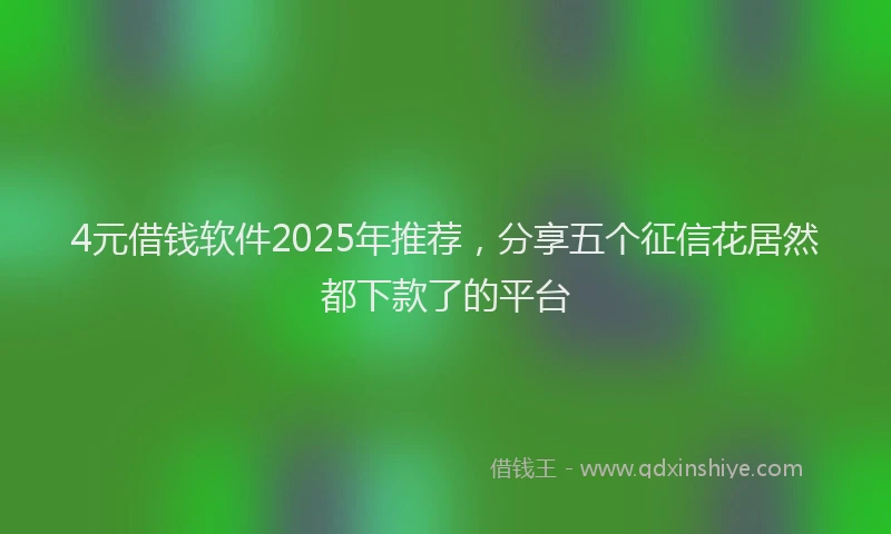 4元借钱软件2025年推荐，分享五个征信花居然都下款了的平台