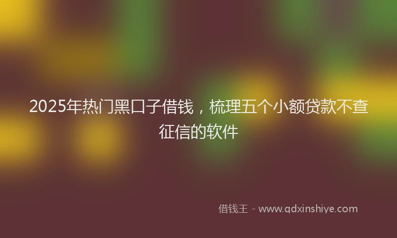 2025年热门黑口子借钱,梳理五个小额贷款不查征信的软件