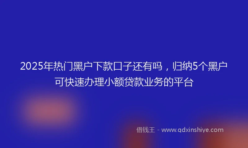 2025年热门黑户下款口子还有吗，归纳5个黑户可快速办理小额贷款业务的平台