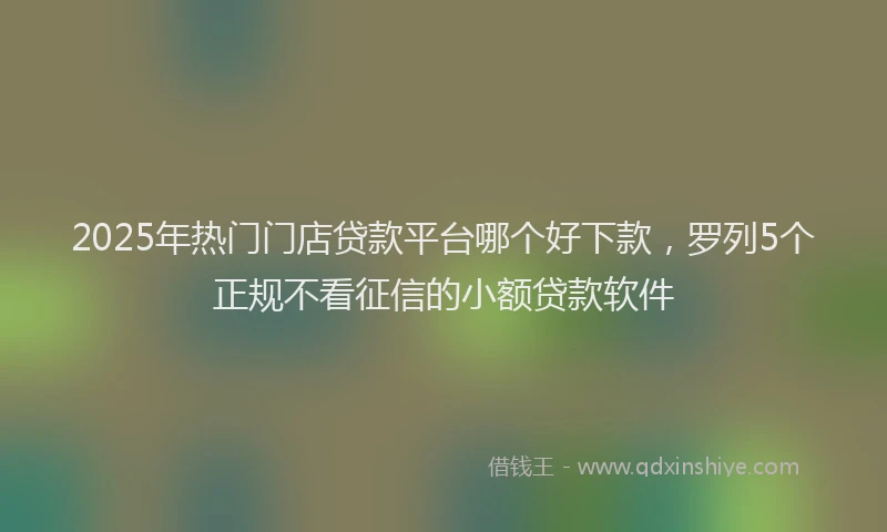 2025年热门门店贷款平台哪个好下款,罗列5个正规不看征信的小额贷款软件