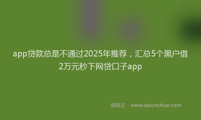 app贷款总是不通过2025年推荐，汇总5个黑户借2万元秒下网贷口子app