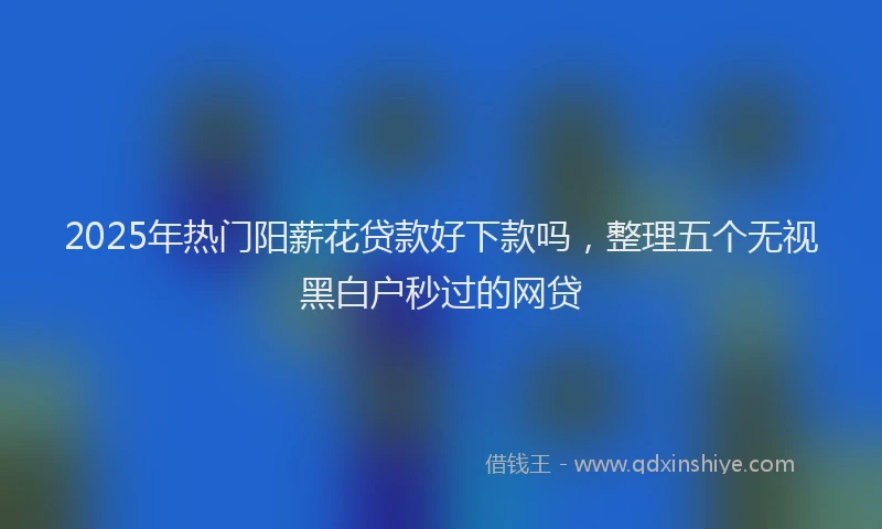 2025年热门阳薪花贷款好下款吗，整理五个无视黑白户秒过的网贷