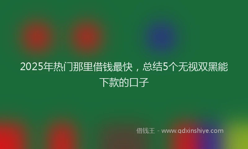 2025年热门那里借钱最快，总结5个无视双黑能下款的口子