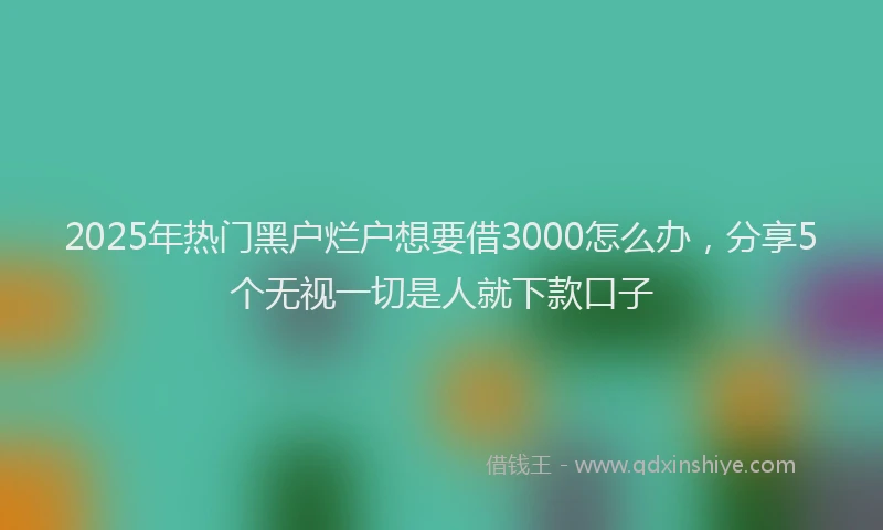 2025年热门黑户烂户想要借3000怎么办，分享5个无视一切是人就下款口子