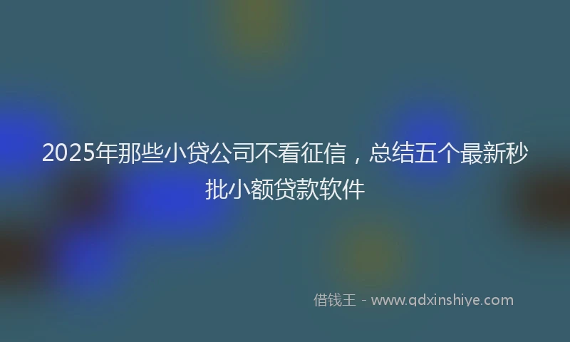 2025年那些小贷公司不看征信，总结五个最新秒批小额贷款软件