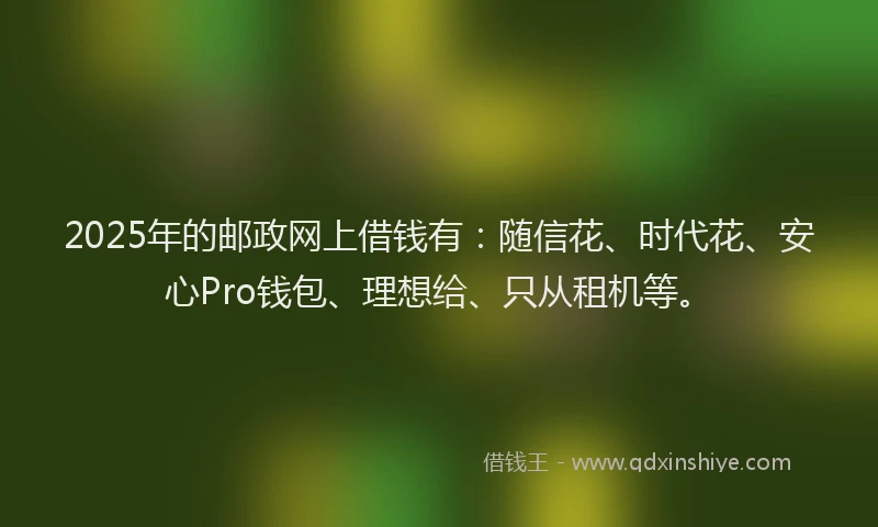 2025年的邮政网上借钱有：随信花、时代花、安心Pro钱包、理想给、只从租机等。