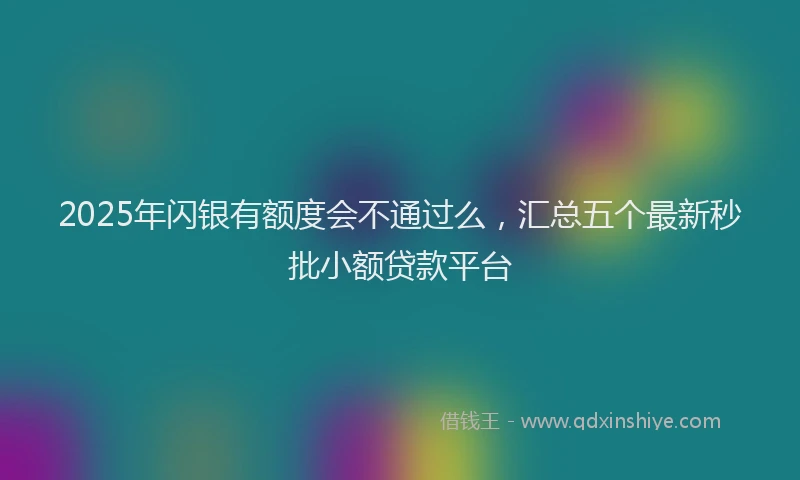 2025年闪银有额度会不通过么，汇总五个最新秒批小额贷款平台