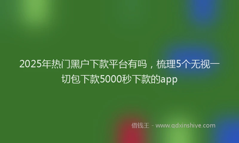 2025年热门黑户下款平台有吗，梳理5个无视一切包下款5000秒下款的app