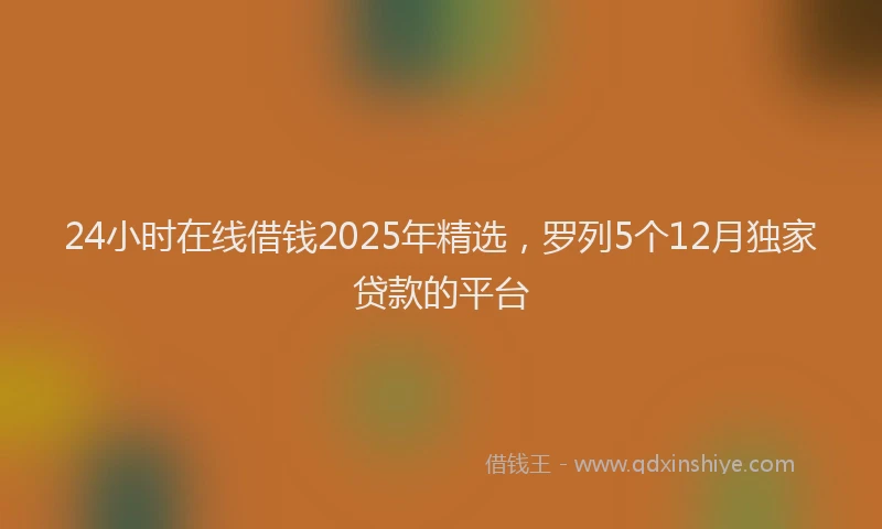 24小时在线借钱2025年精选，罗列5个12月独家贷款的平台
