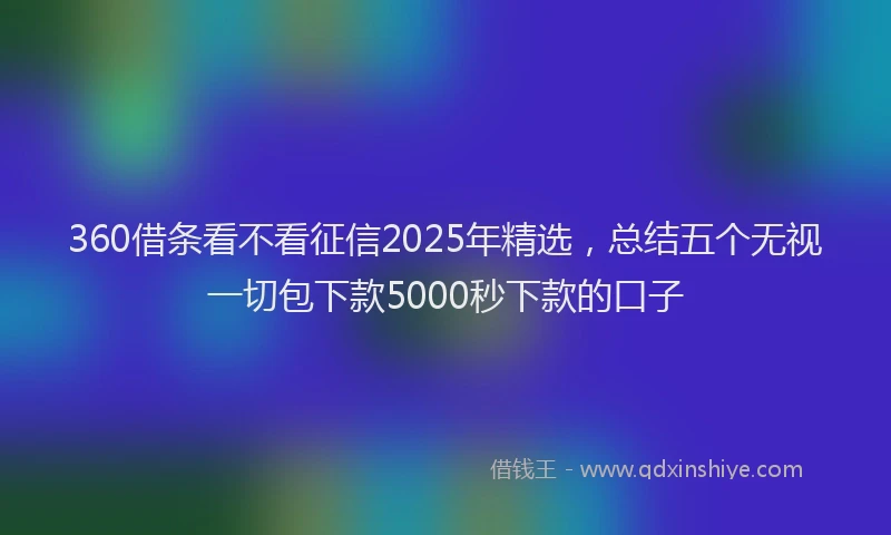 360借条看不看征信2025年精选，总结五个无视一切包下款5000秒下款的口子