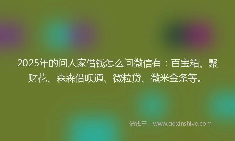 2025年的问人家借钱怎么问微信有：百宝箱、聚财花、森森借呗通、微粒贷、微米金条等。