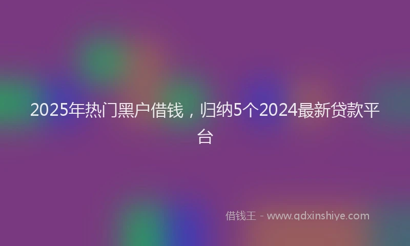 2025年热门黑户借钱，归纳5个2024最新贷款平台