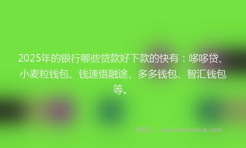 2025年的银行哪些贷款好下款的快有：哆哆贷、小麦粒钱包、钱速借融途、多多钱包、智汇钱包等。