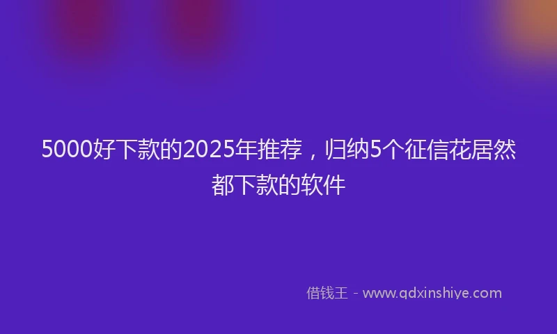 5000好下款的2025年推荐，归纳5个征信花居然都下款的软件