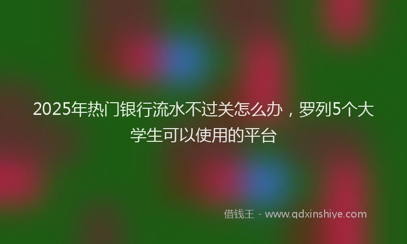 2025年热门银行流水不过关怎么办，罗列5个大学生可以使用的平台