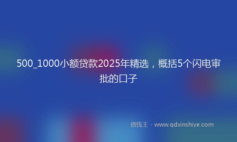 500_1000小额贷款2025年精选，概括5个闪电审批的口子