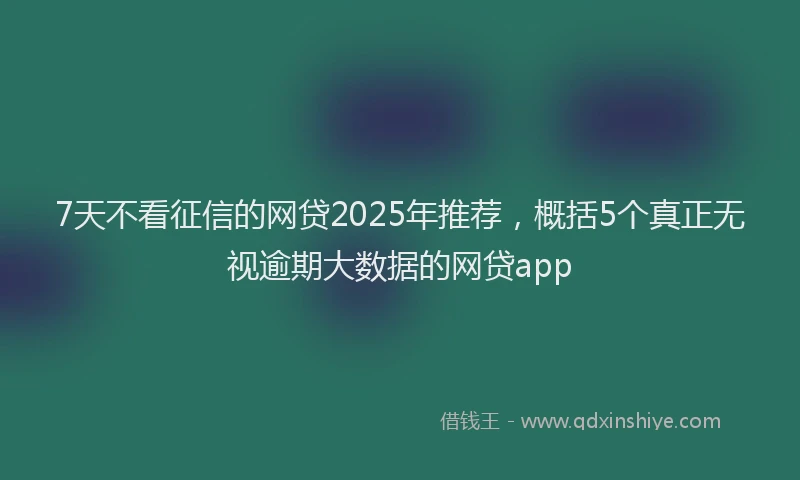 7天不看征信的网贷2025年推荐，概括5个真正无视逾期大数据的网贷app