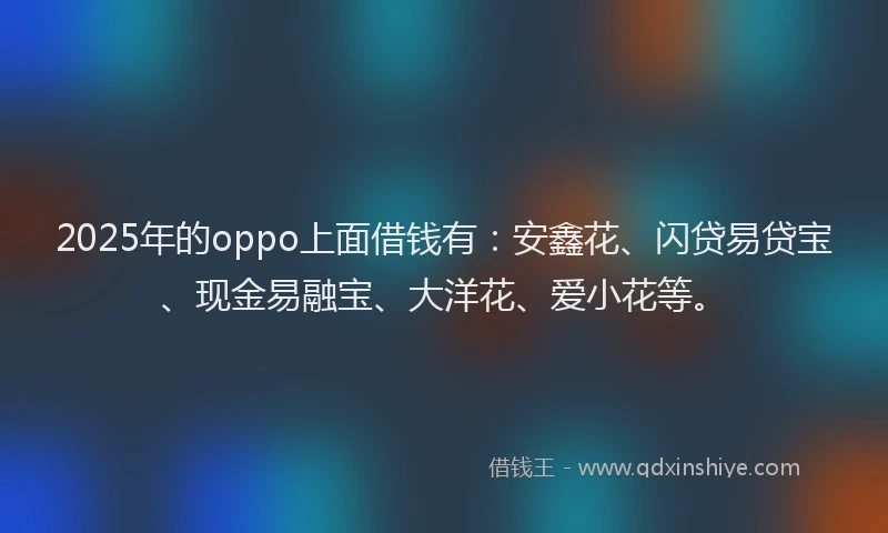 2025年的oppo上面借钱有：安鑫花、闪贷易贷宝、现金易融宝、大洋花、爱小花等。