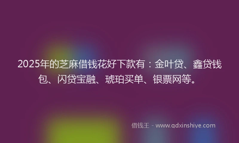 2025年的芝麻借钱花好下款有：金叶贷、鑫贷钱包、闪贷宝融、琥珀买单、银票网等。