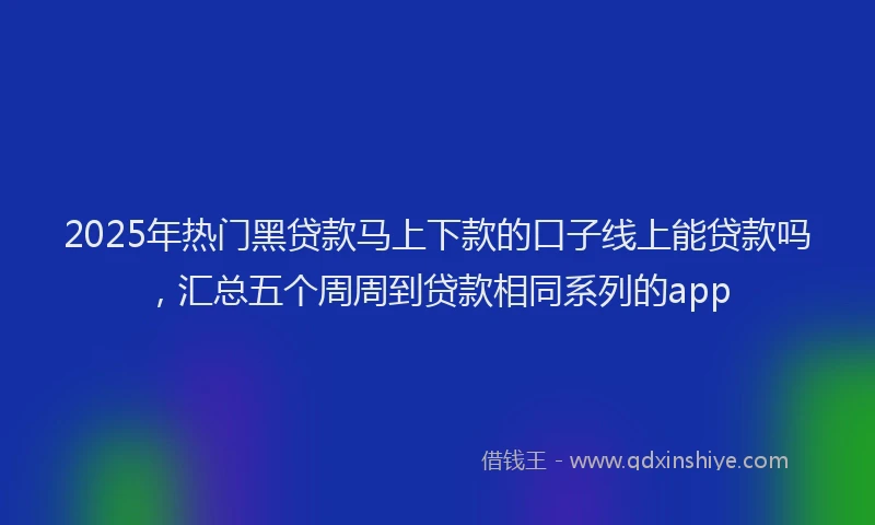 2025年热门黑贷款马上下款的口子线上能贷款吗，汇总五个周周到贷款相同系列的app