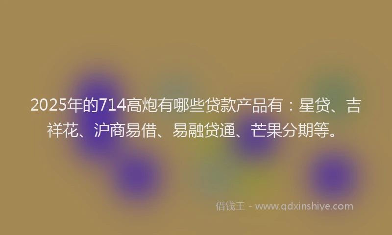 2025年的714高炮有哪些贷款产品有：星贷、吉祥花、沪商易借、易融贷通、芒果分期等。
