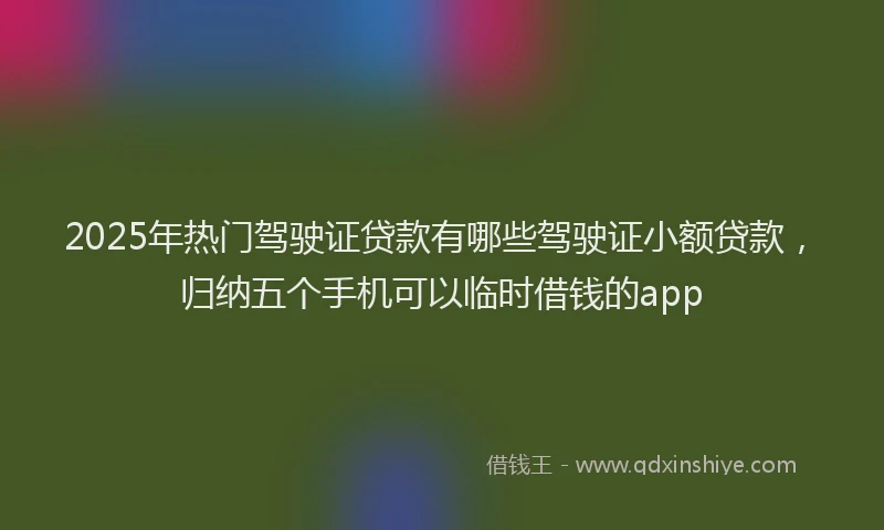 2025年热门驾驶证贷款有哪些驾驶证小额贷款，归纳五个手机可以临时借钱的app