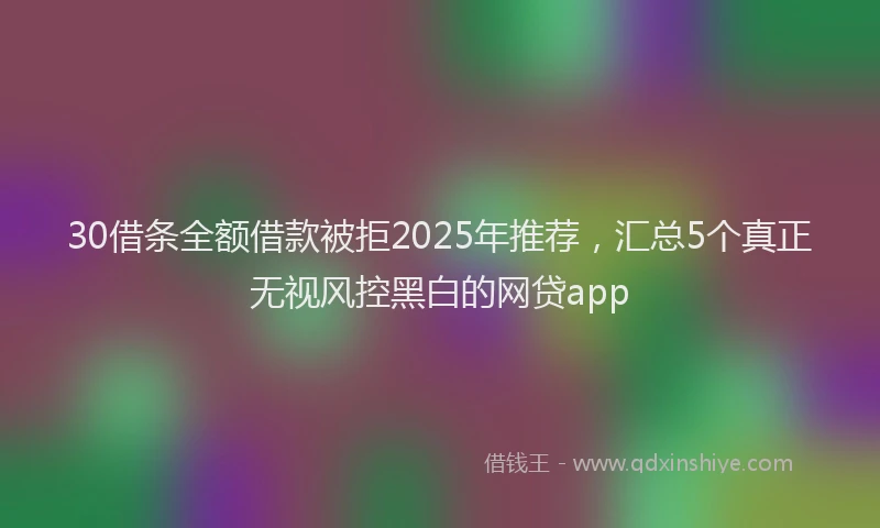 30借条全额借款被拒2025年推荐，汇总5个真正无视风控黑白的网贷app