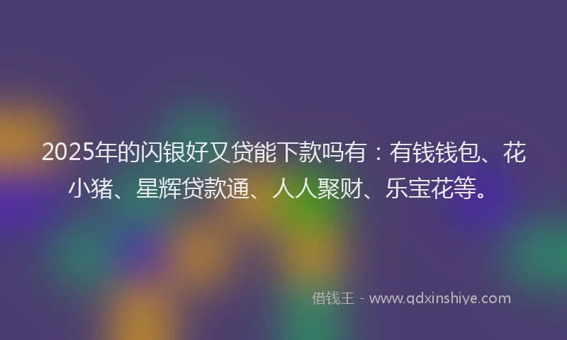 2025年的闪银好又贷能下款吗有：有钱钱包、花小猪、星辉贷款通、人人聚财、乐宝花等。