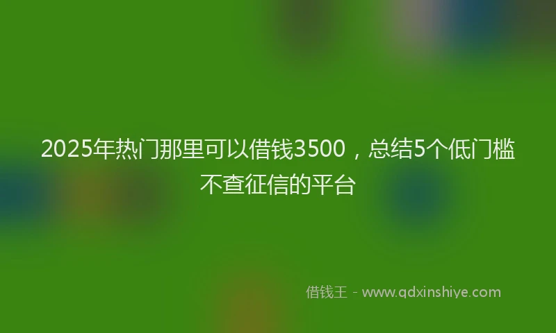 2025年热门那里可以借钱3500，总结5个低门槛不查征信的平台