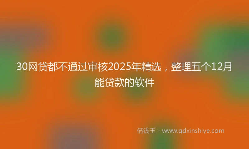 30网贷都不通过审核2025年精选，整理五个12月能贷款的软件