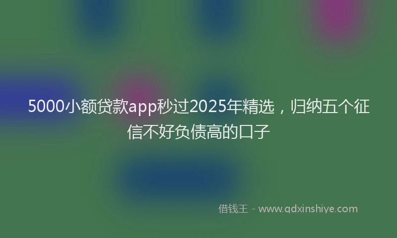5000小额贷款app秒过2025年精选，归纳五个征信不好负债高的口子