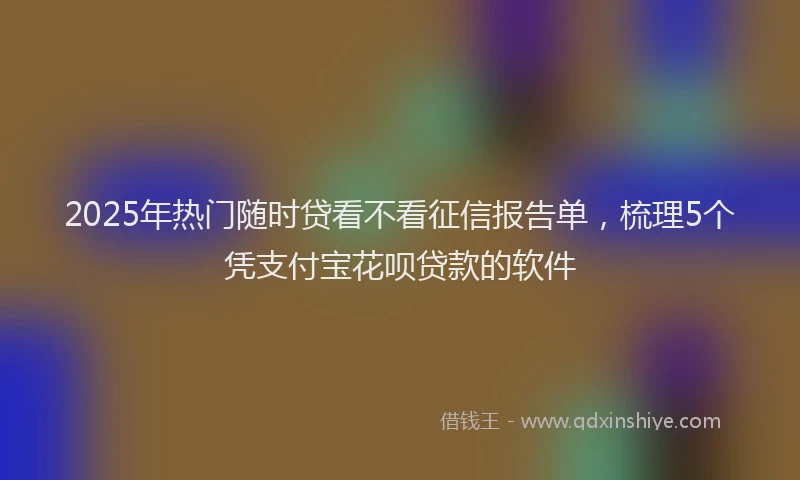 2025年热门随时贷看不看征信报告单，梳理5个凭支付宝花呗贷款的软件