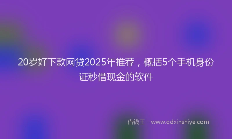 20岁好下款网贷2025年推荐，概括5个手机身份证秒借现金的软件