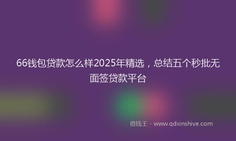 66钱包贷款怎么样2025年精选，总结五个秒批无面签贷款平台