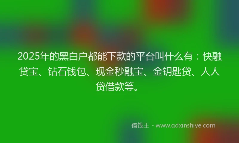 2025年的黑白户都能下款的平台叫什么有：快融贷宝、钻石钱包、现金秒融宝、金钥匙贷、人人贷借款等。