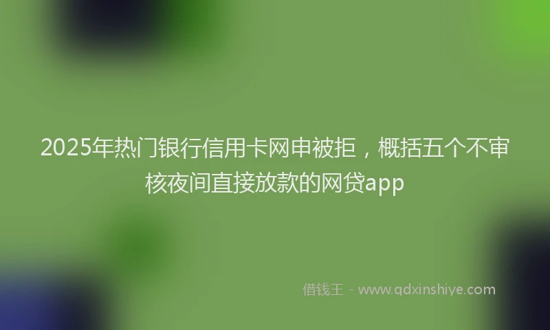 2025年热门银行信用卡网申被拒，概括五个不审核夜间直接放款的网贷app