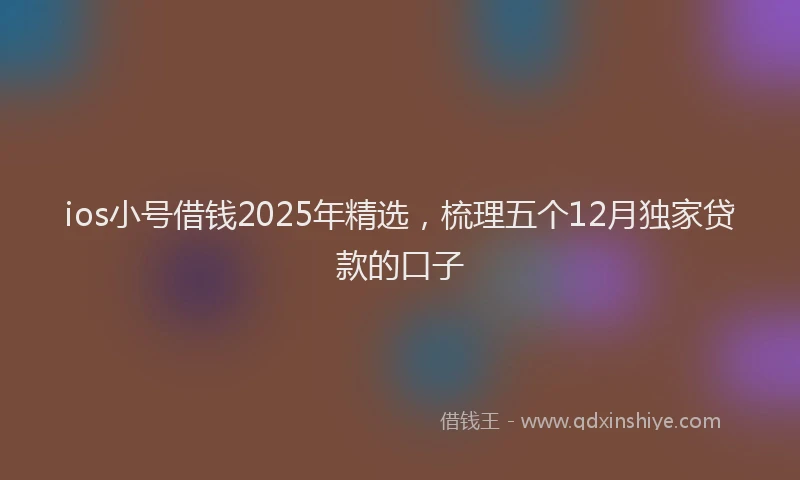 ios小号借钱2025年精选,梳理五个12月独家贷款的口子