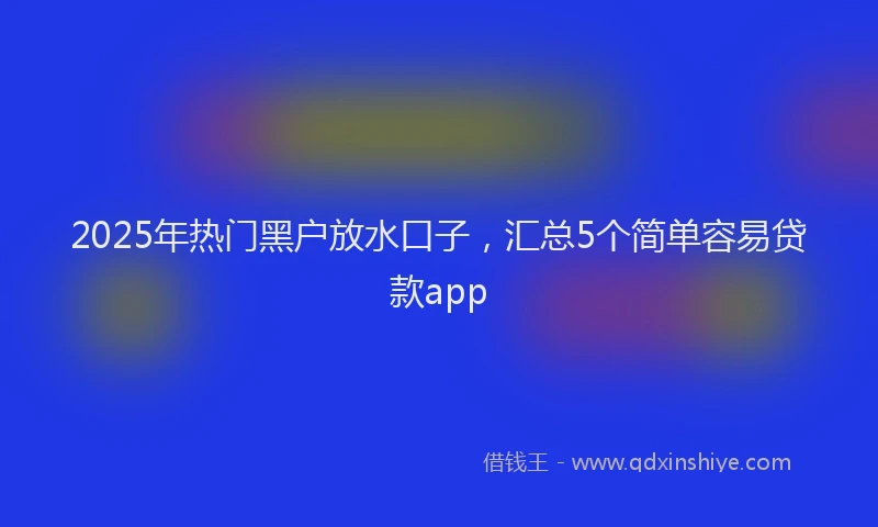 2025年热门黑户放水口子，汇总5个简单容易贷款app