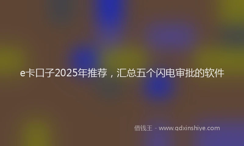 e卡口子2025年推荐，汇总五个闪电审批的软件