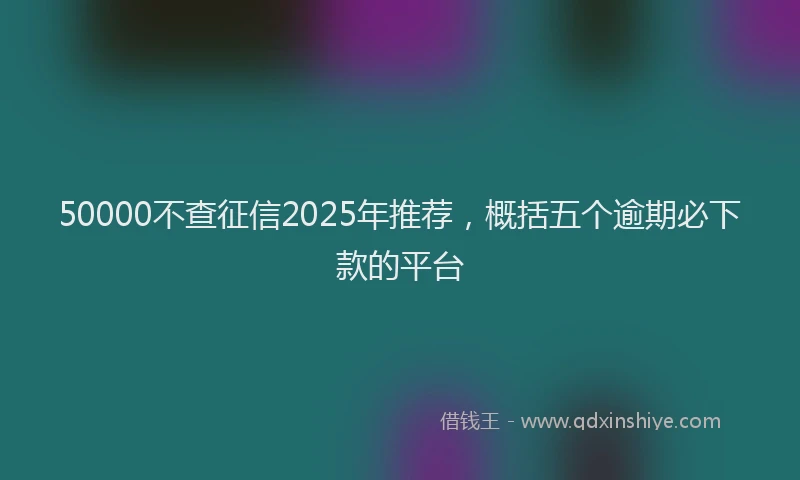 50000不查征信2025年推荐，概括五个逾期必下款的平台