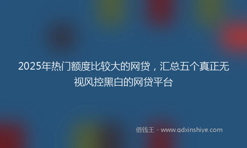 2025年热门额度比较大的网贷，汇总五个真正无视风控黑白的网贷平台