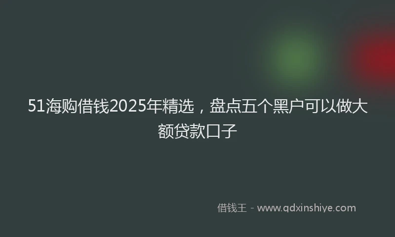 51海购借钱2025年精选，盘点五个黑户可以做大额贷款口子