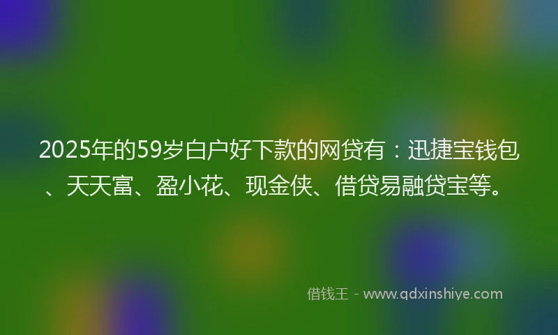 2025年的59岁白户好下款的网贷有：迅捷宝钱包、天天富、盈小花、现金侠、借贷易融贷宝等。