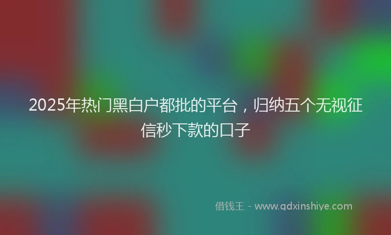 2025年热门黑白户都批的平台，归纳五个无视征信秒下款的口子