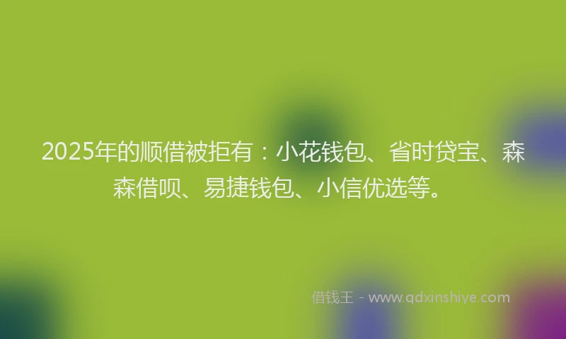 2025年的顺借被拒有：小花钱包、省时贷宝、森森借呗、易捷钱包、小信优选等。