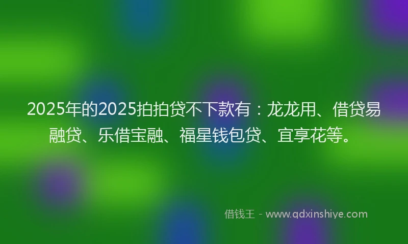 2025年的2025拍拍贷不下款有：龙龙用、借贷易融贷、乐借宝融、福星钱包贷、宜享花等。