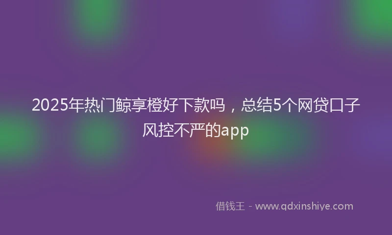 2025年热门鲸享橙好下款吗，总结5个网贷口子风控不严的app