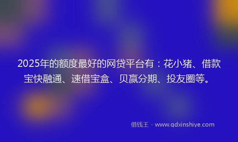 2025年的额度最好的网贷平台有：花小猪、借款宝快融通、速借宝盒、贝赢分期、投友圈等。